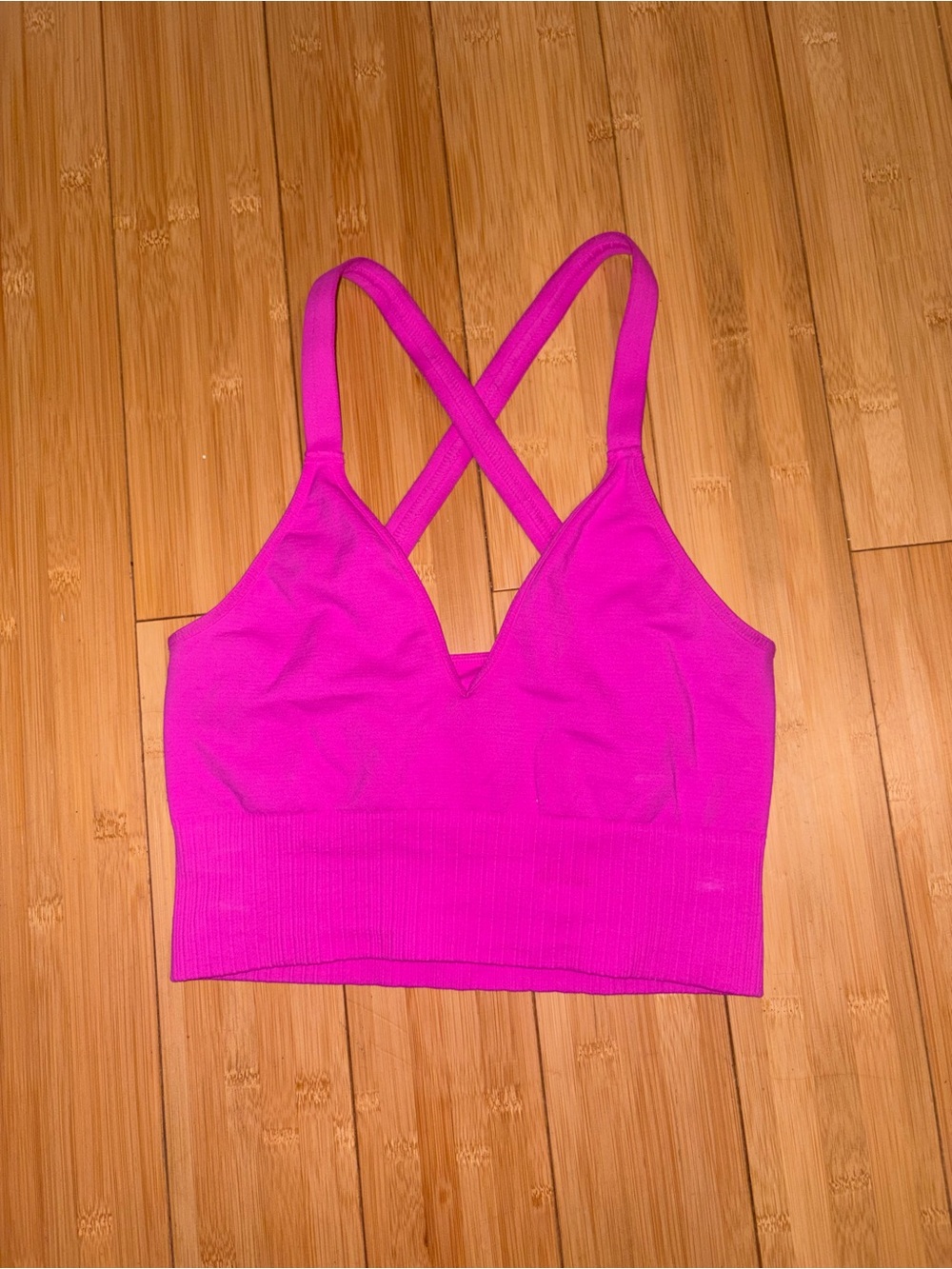 Free People Movement Good Karma Crop Top in Living Magenta